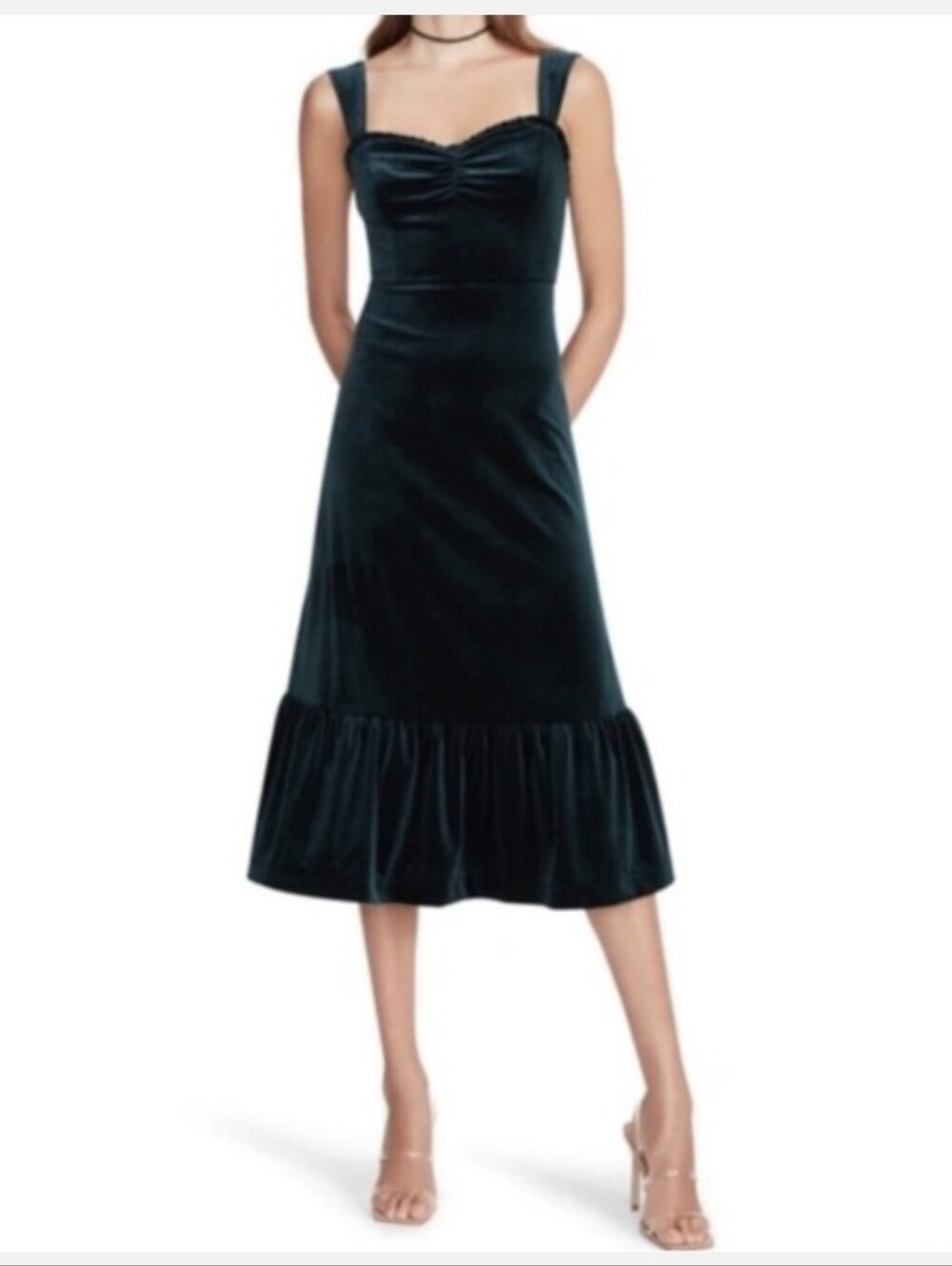 Betsey Johnson Velvet Sweetheart Neck Ruffle Dress L Whimsigoth Fairy Grunge Y2K
